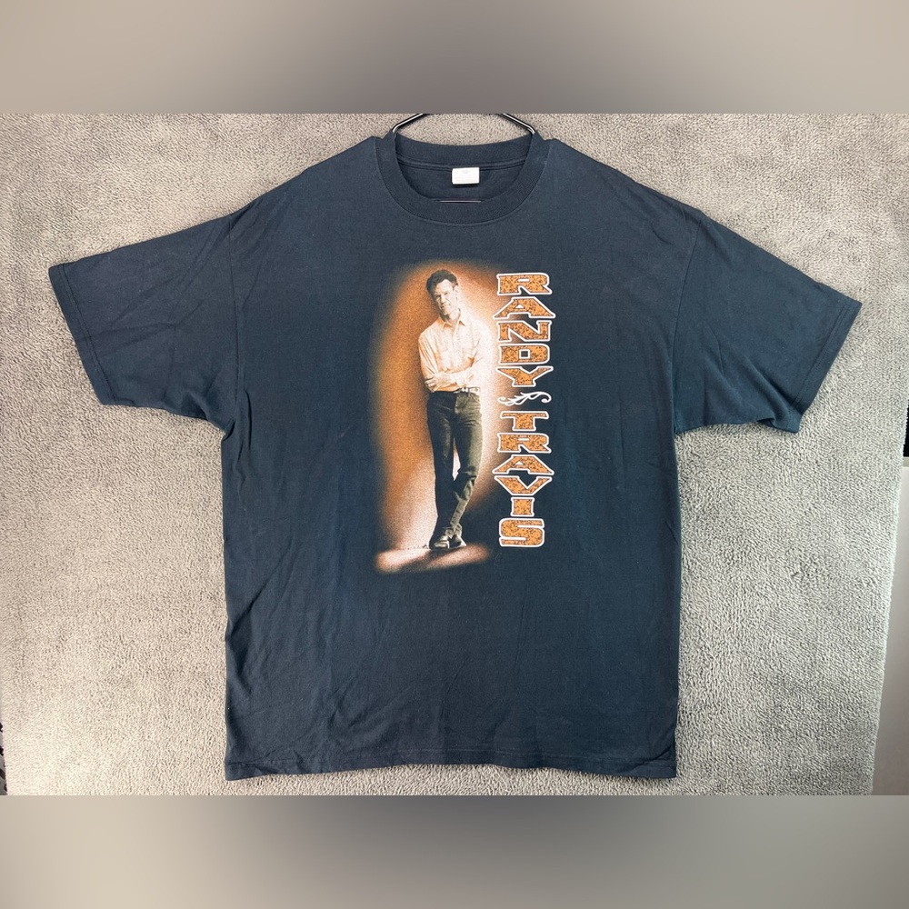 Anvil Randy Travis 2004 Tour Black Graphic Short Sleeve Tee Front & Back Hit
